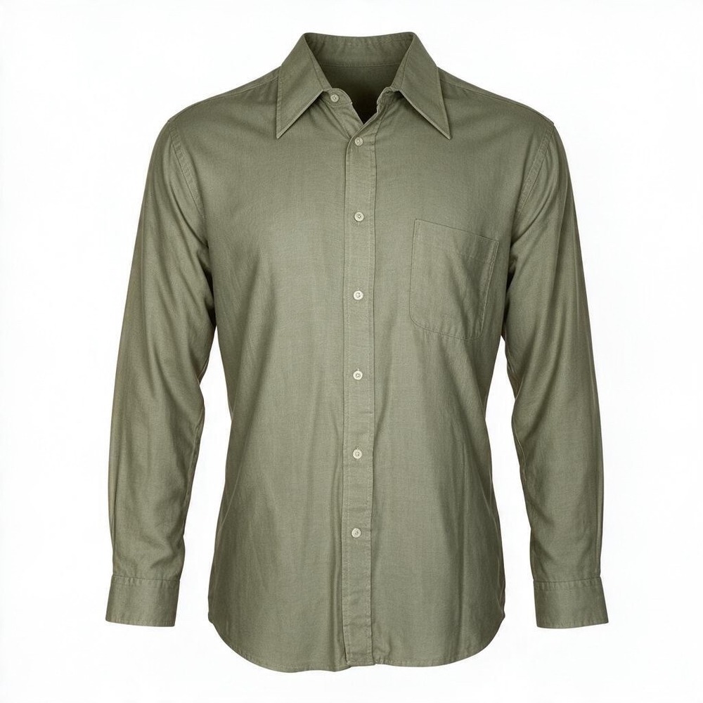 Saxon Mens Olive Green Textured Long Sleeve Button Down Shirt Fitted 16.5 32/33
